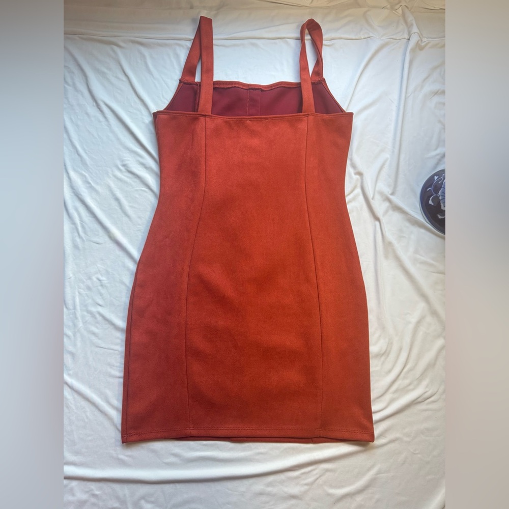 iris Rust-Orange Button-Front Mini Dress - Picture 3 of 6